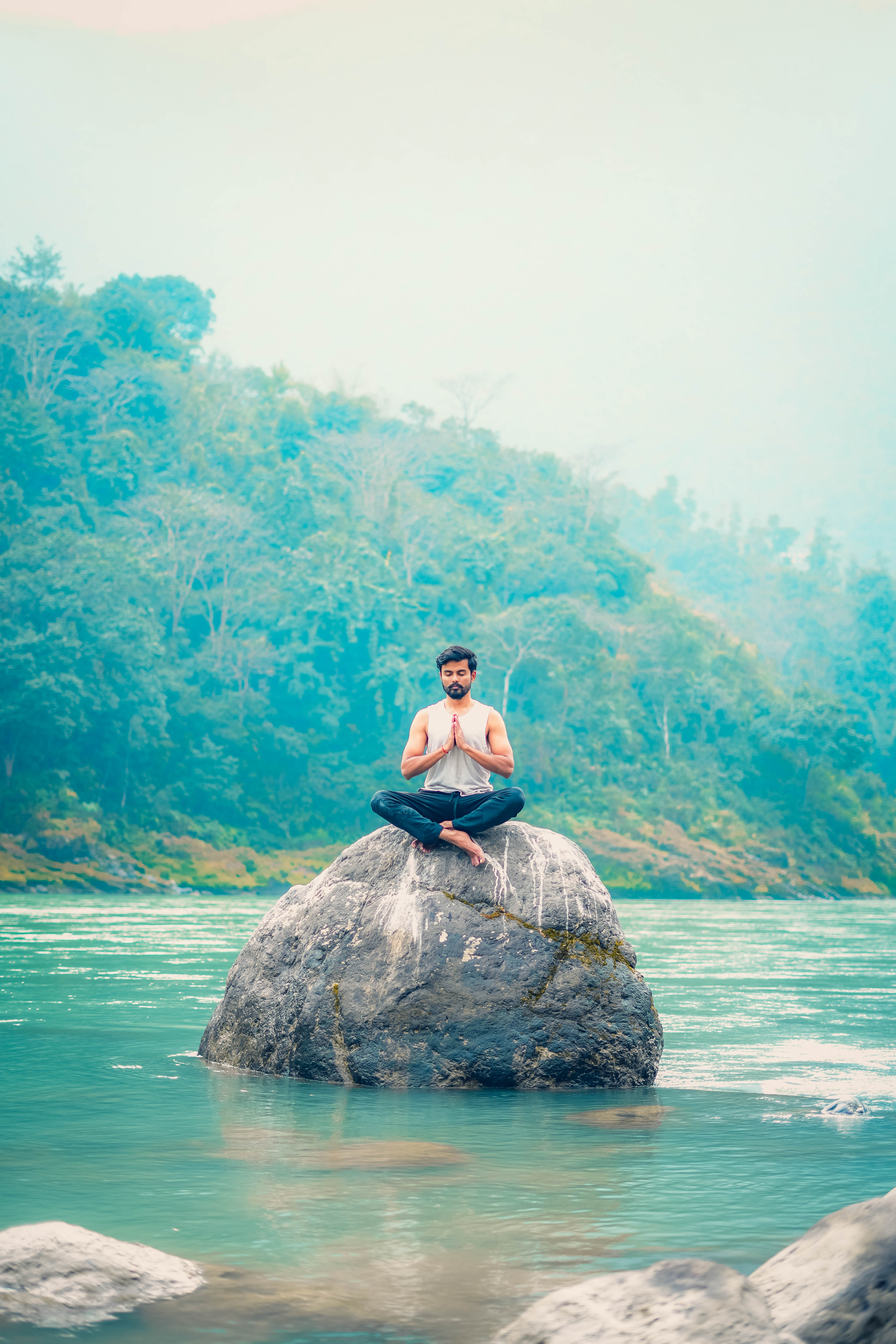 Sai Teja practising meditation