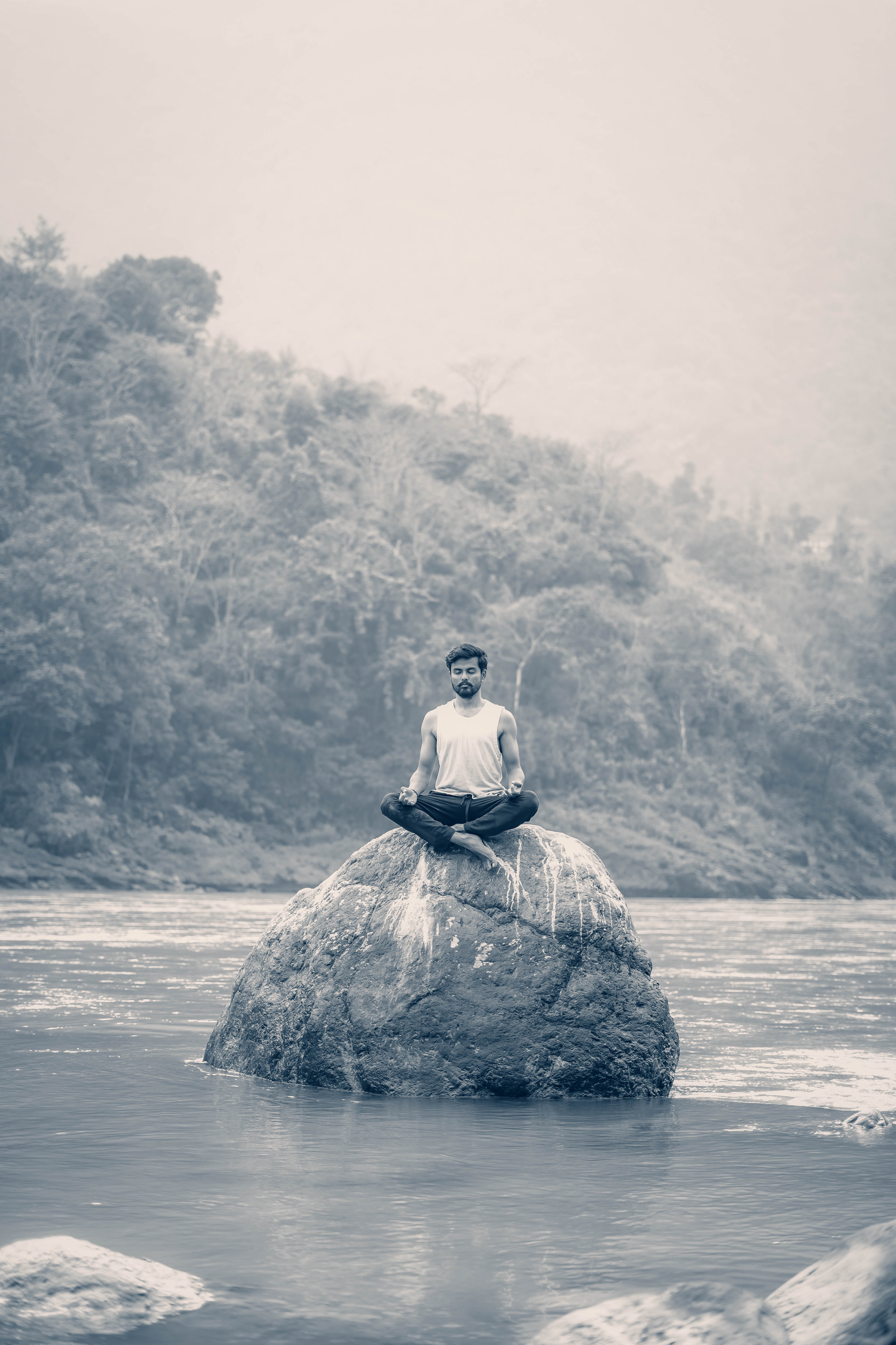 Sai Teja practising meditation in nature